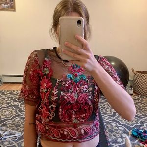 Cropped Mesh Floral Top 🌸 SHEIN